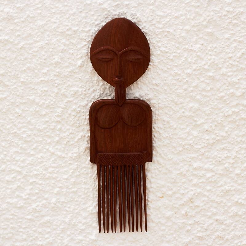 Novica Handmade Sefadzi Mahogany Wood Wall Art