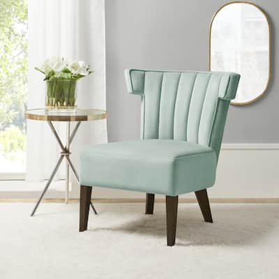 Madison Park Rile Blue Upholstered Armless Accent Lounge Chair