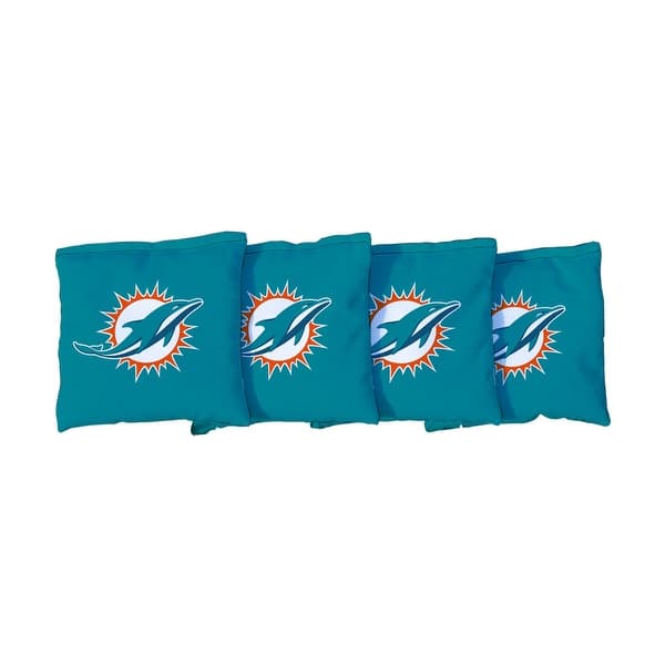 slide 2 of 3, Miami Dolphins NFL Football Teal Cornhole Bags All-Weather Resin Filled