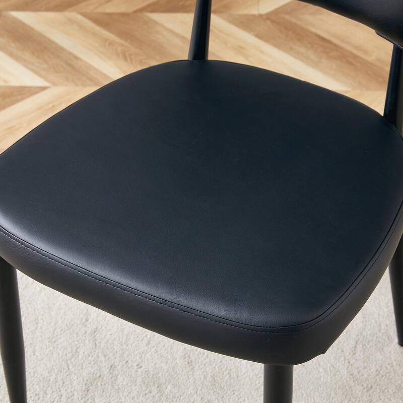 Ergonomic Dining Chair Set of 4, Curved Back Chair Leather Upholstered Lounge Chair Kitchen Armless Side Chair
