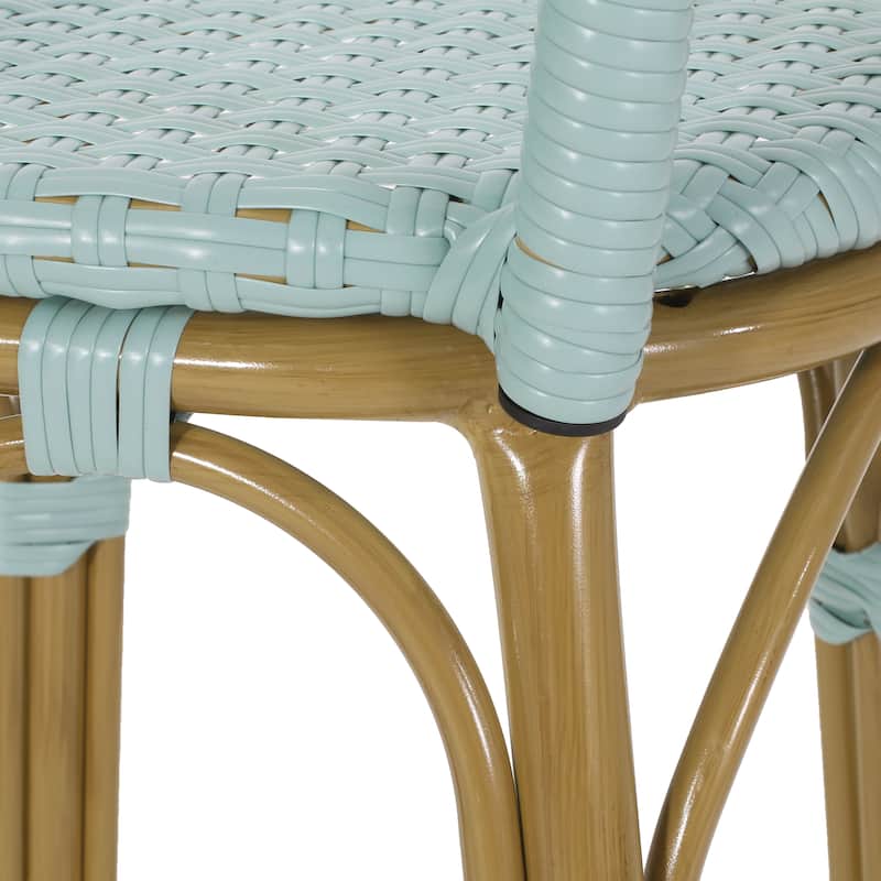 Shelton Wicker and Aluminum Outdoor 29.5 Inch Barstools by Christopher Knight Home -Set of 2