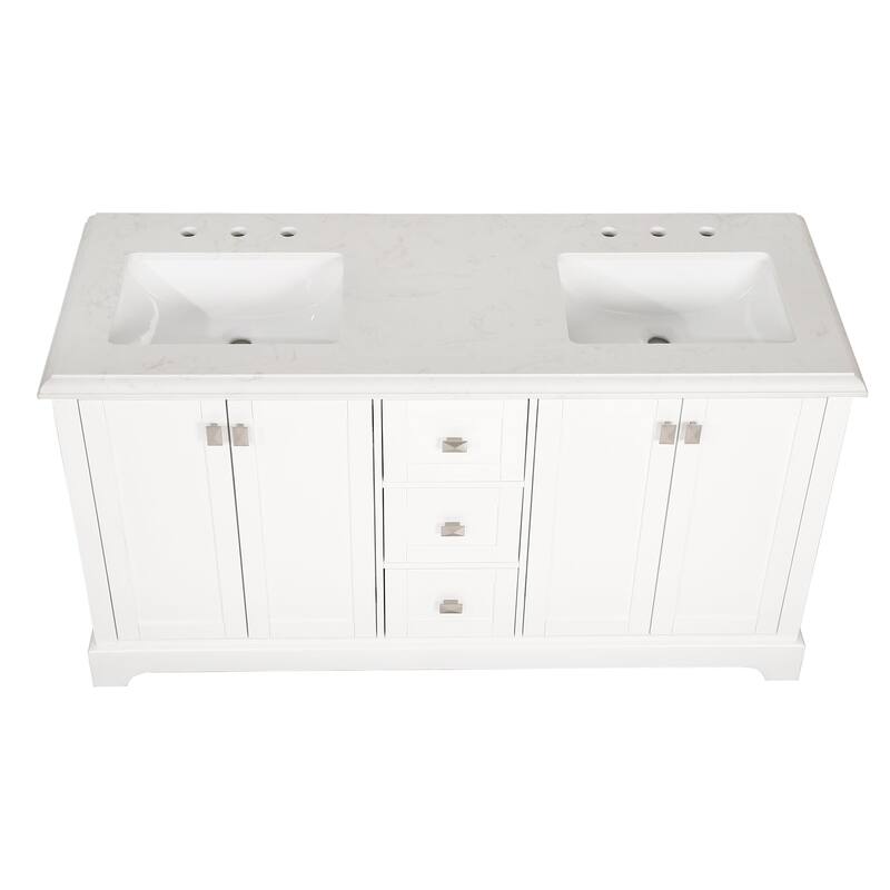 60/72 Inches Plywood Freestanding Bathroom Vanity Set with Drawer and Ceramic Sink