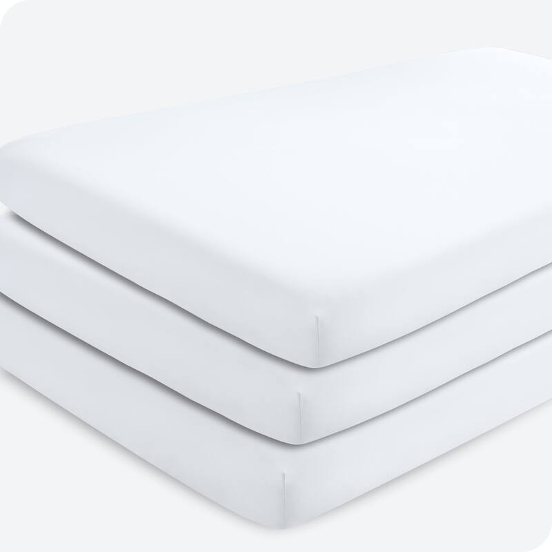 Bare Home Solid Ultra-Soft Crib Fitted Sheet - Crib - 3 Pack - White