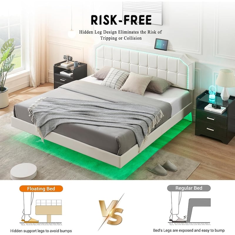 Bed Frame with Upholstered Adjustable Headboard