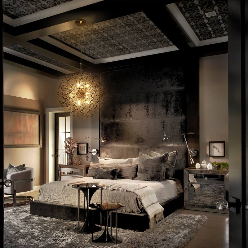 Black or Gold Modern Glam Starburst Firework Crystal Chandelier