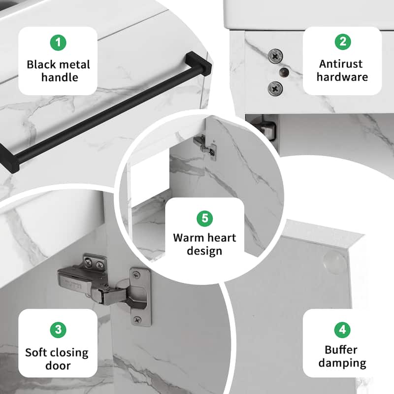 BNK 16/18 Inch Single Sink Bathroom Vanity with Soft Close Door