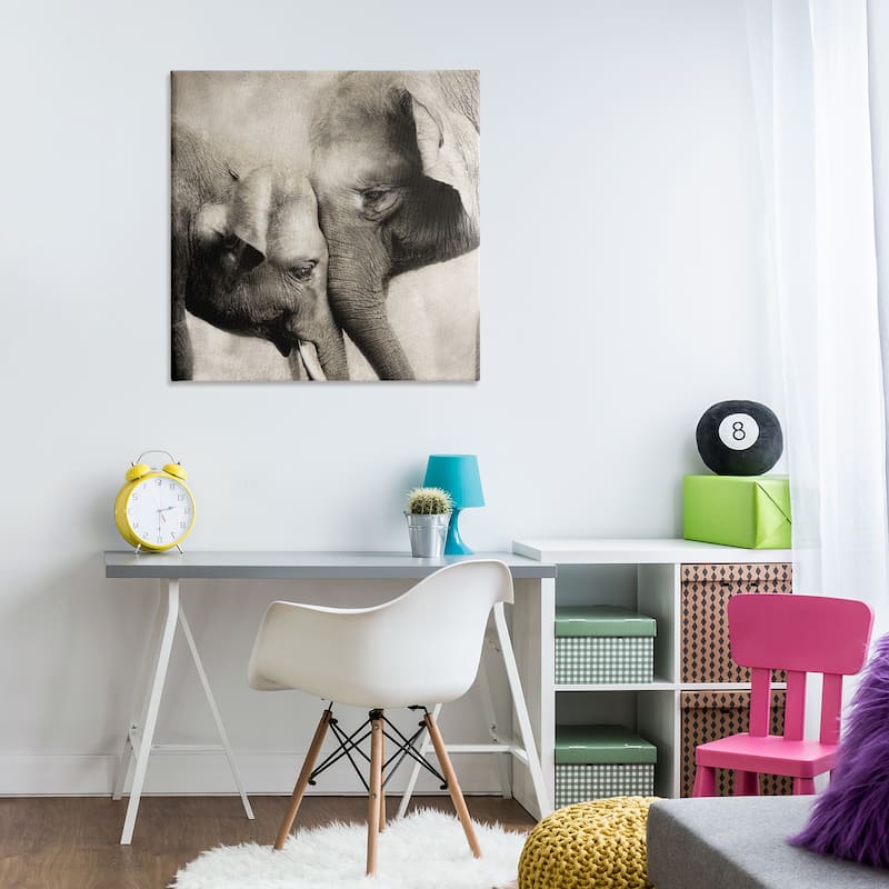 Stupell Elephant & Baby Hug Canvas Wall Art Design By CAD Designs