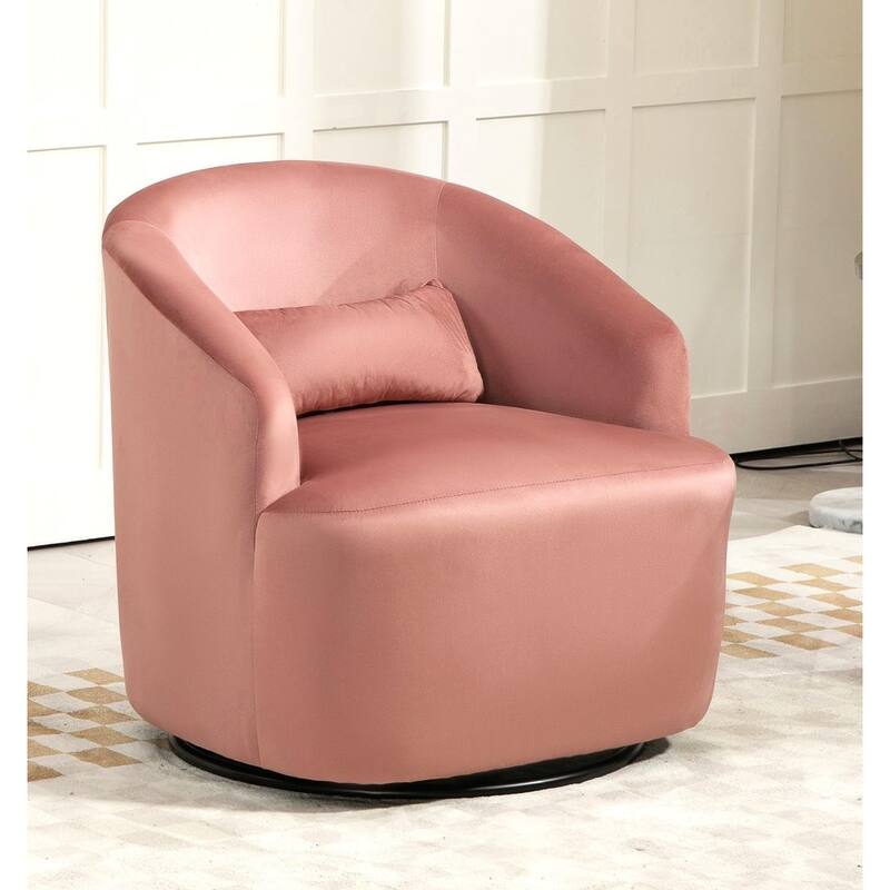 Accent Chair with Barrel-shaped Design and 360 Degree Swivel Feature - Rosa