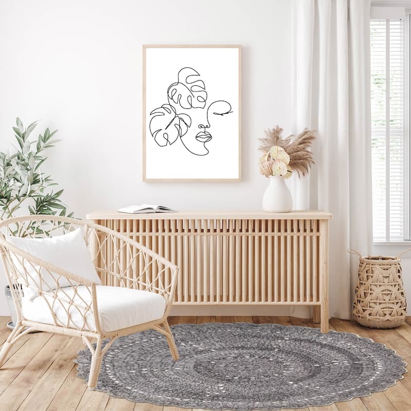 ECARPETGALLERY Braid weave Sienna Dark Grey Wool Rug - 3'2 x 3'2