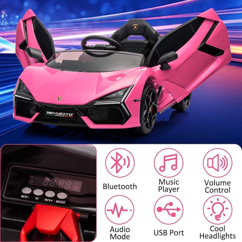 12V Kids Ride On Car, Licensed Lamborghini Revuelto Electric Car for Kids