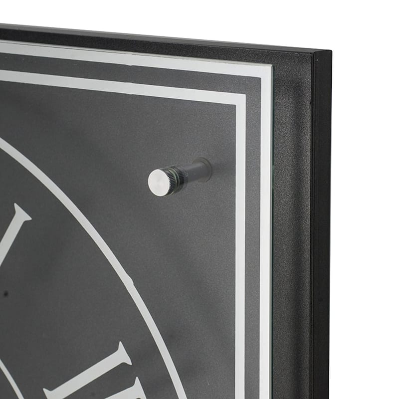 HomeRoots 24" Black and Silver Vintage Style Gears Square Wall Clock