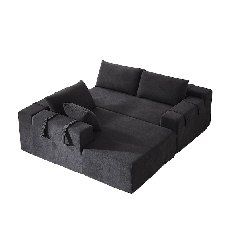L Shaped Modular Sectional Sofa with Chaise Lounge, Oversized Chenille Upholstered Sofa, Deep Seat Sofa with 6 Pillows