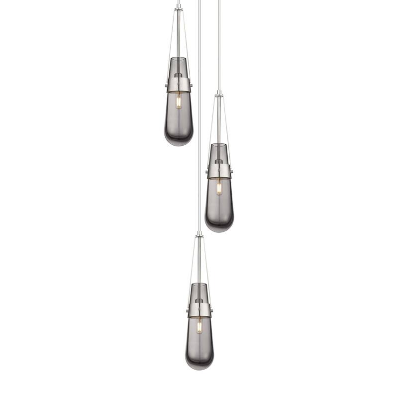 Innovations Lighting 113-452-1P-21-12 Milan Pendant Milan 3 Light 12" - Brushed Satin Nickel / Light Smoke