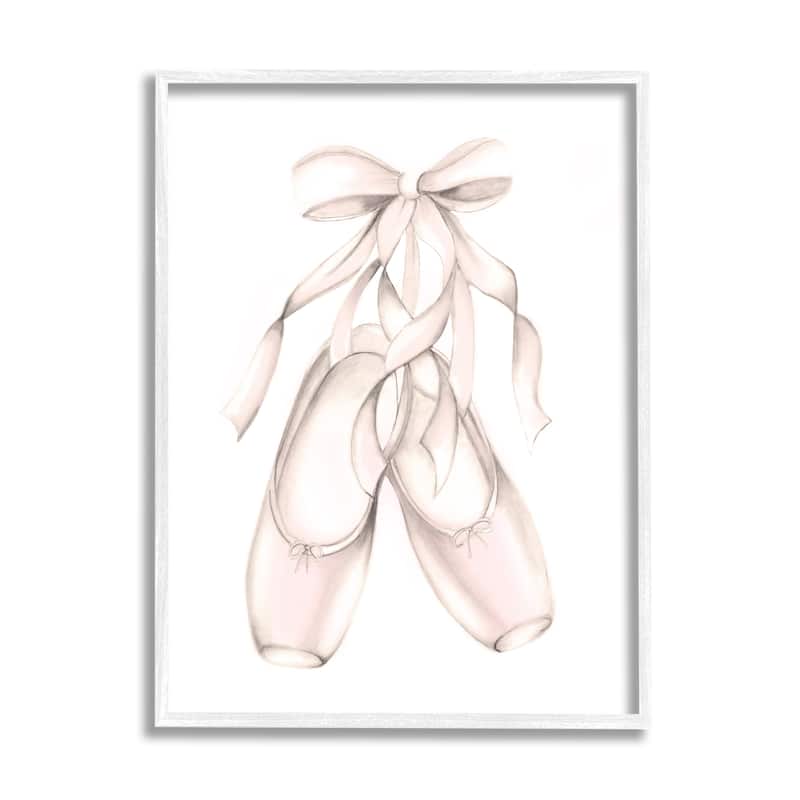 Stupell Soft Pink Ballerina Slippers Ballet Dance Shoes Framed Wall Art