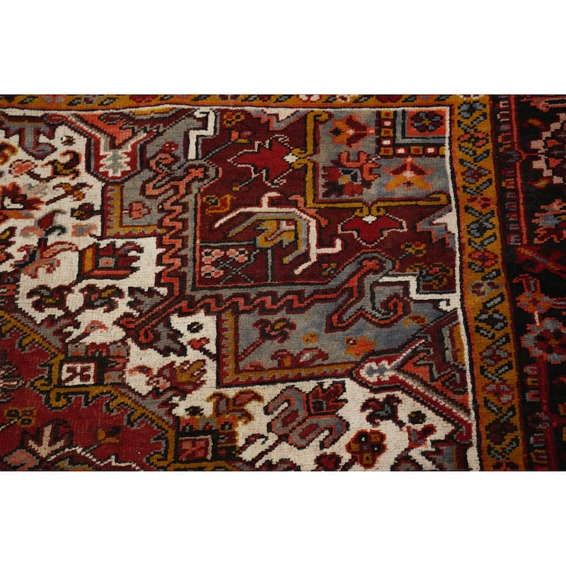Hand Knotted Oriental 100% Wool Carpet Traditional Medallion Oranges & Rust Heriz Area Rug - 11' 5'' X 8' 3''
