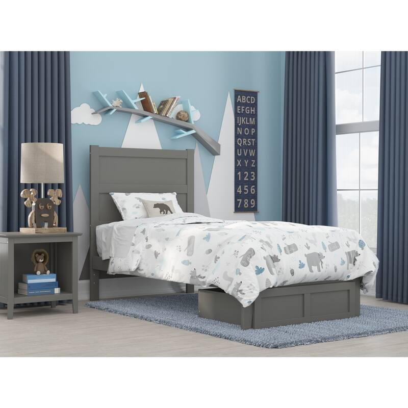 Twin Bed with Storage Drawer - Classic Grey Bedroom Furniture