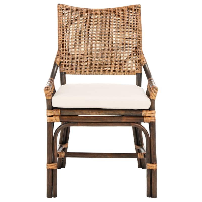SAFAVIEH Azrielle Coastal Rattan Cushion Chair - 22" W x 24" L x 37" H - 22"W x 24"D x 37"H