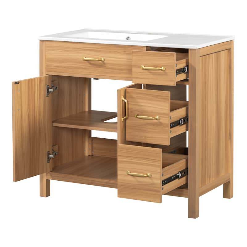 36" Wood Bathroom Vanity with Storage Cabinet and Drawers by Harper&Bright Designs