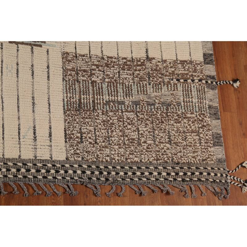 All-Over Striped Moroccan Large Area Rug Handmade Wool Carpet - 11'8"x 15'8"