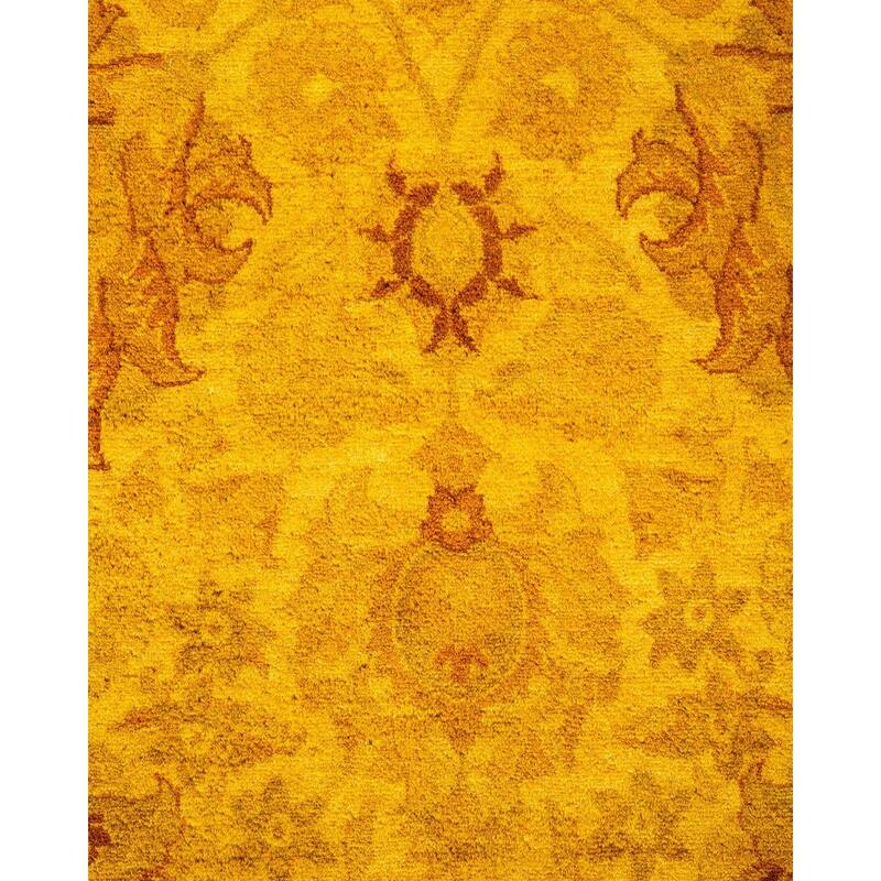 Overton Hand Knotted Wool Vintage Inspired Modern Contemporary Overdyed Yellow Area Rug - 8' 3" x 10' 0"