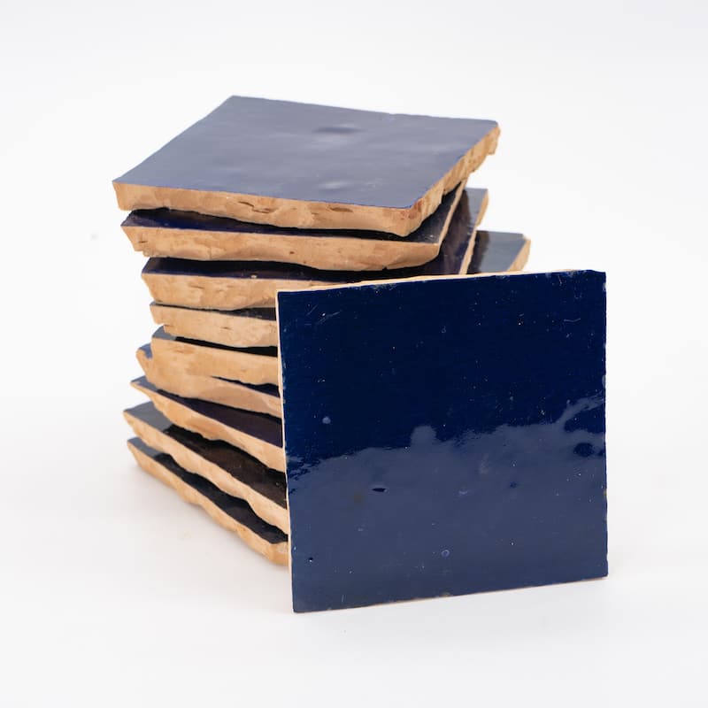 Handmade 4x4-in Moroccan Zellige in Dark Blue - Sample-1tile