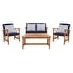 preview thumbnail 14 of 103, SAFAVIEH Outdoor Fontana 4-piece Acacia Wood Patio Conversation Set
