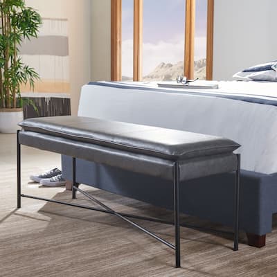 SAFAVIEH Kara Cushioned X-Bench - 50" W x 14" D x 19" H