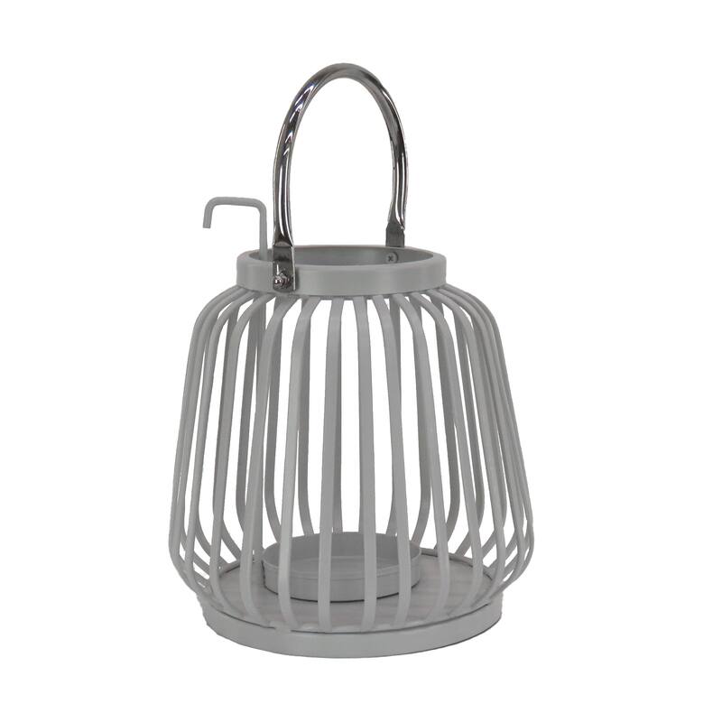 11" Ribbed Candle Lantern, Glacier Gray by National Tree Company - 11 in