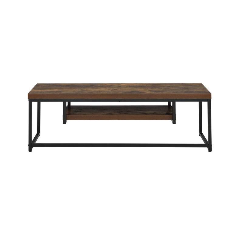 Oak 47" Industrial TV Stand with Storage Shelf & Metal Legs for Living Room