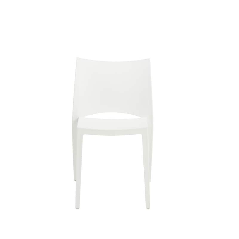 HomeRoots Set of Two White Heavy Duty Plastic Outdoor Stacking Dining Chairs