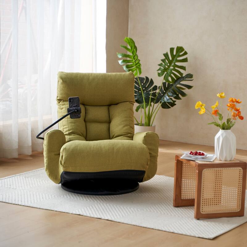 Adjustable Lounge Sofa Chair with 360° Rotating Base and Built-In Phone Holder
