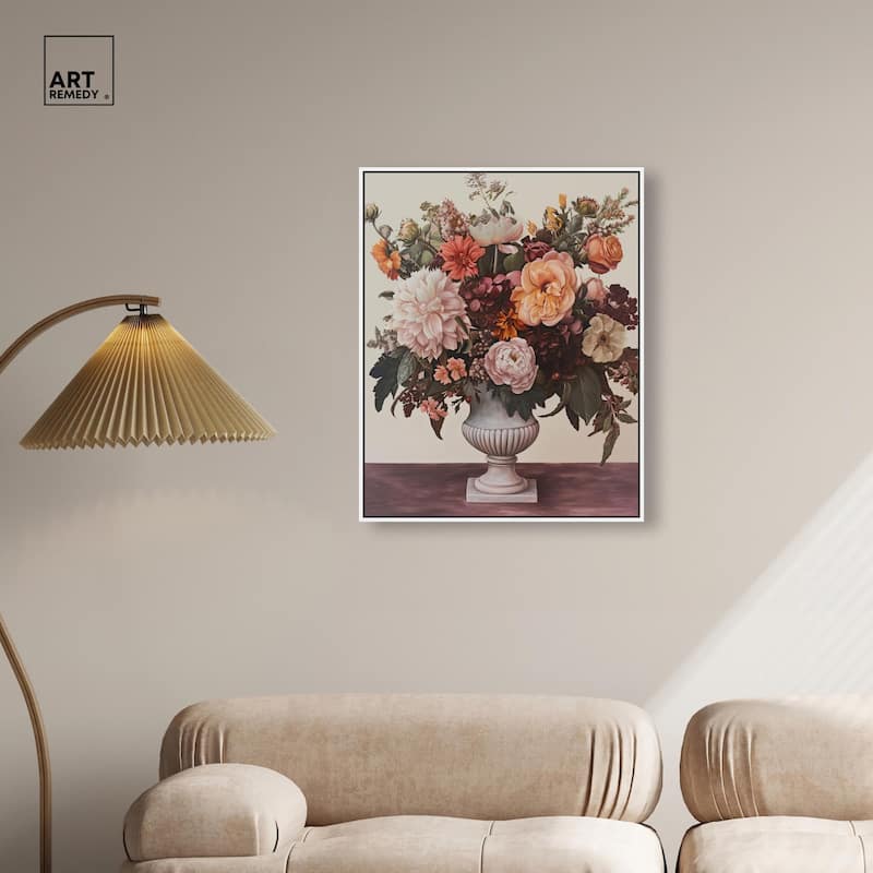 Autumn Tan Floral Canvas by Art Remedy