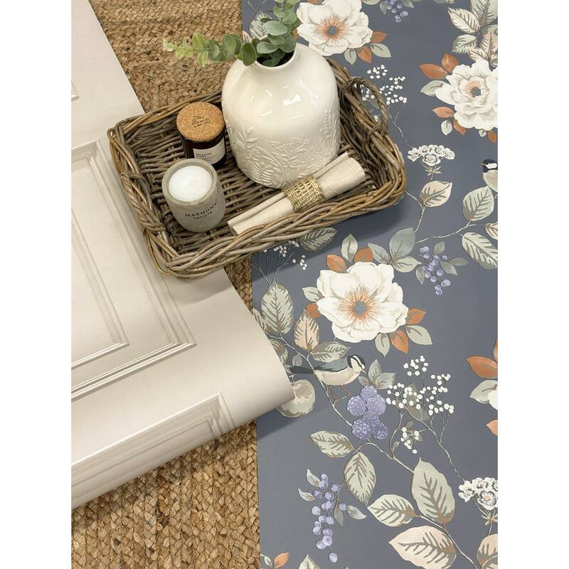 Belgravia Decor Bramble Blue Floral Wallpaper