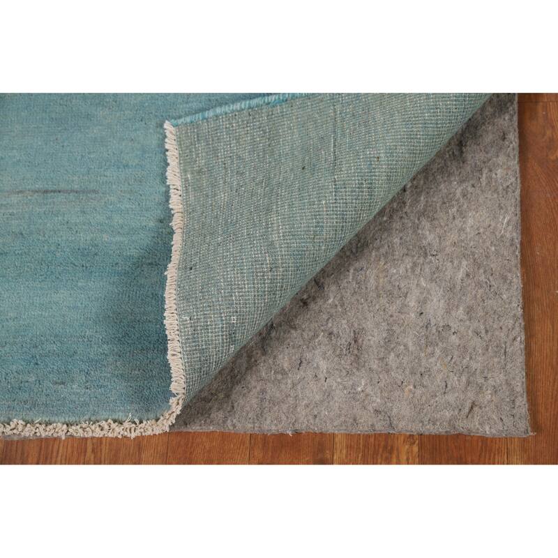 Light Blue Gabbeh Modern Foyer Rug Handmade Wool Carpet - 2'7"x 3'11"