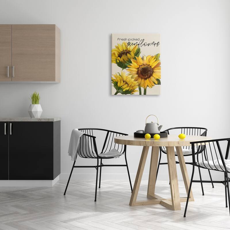 Stupell Fresh Picked Sunflowers Calligraphy Vivid Yellow Blossoms Canvas Wall Art, Design by Conrad Knutsen