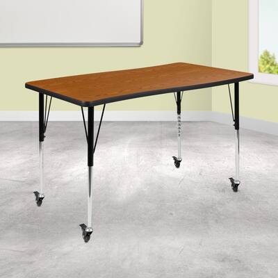 Mobile 28"Wx47.5"L Rectangular Wave Collaborative Grey Adjustable Activity Table