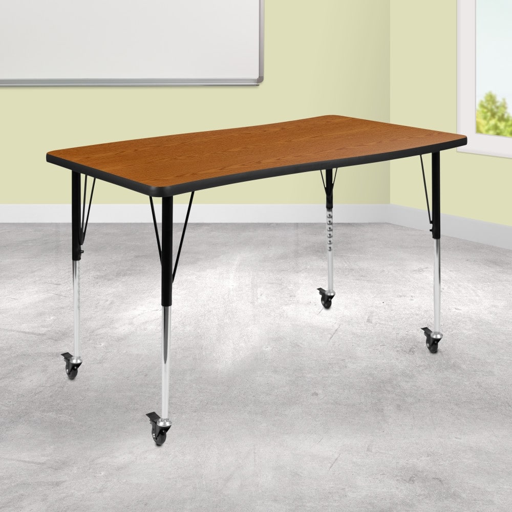 Mobile 28"Wx47.5"L Rectangular Wave Collaborative Grey Adjustable Activity Table