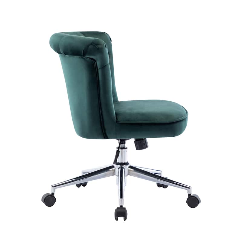 Porthos Home Quoba Tufted Velvet Office Chair, Castors and Footers Both Included