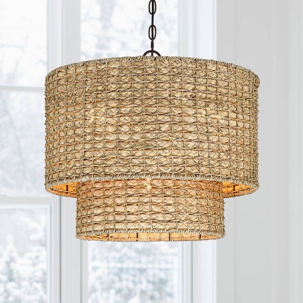 Rattan drum shade on sale