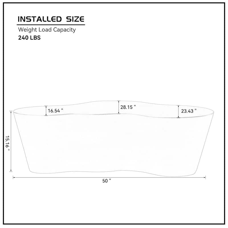 50" Unique Shape Sturdy Fiberglass Coffee Table, Tea Table for Living Room, No Need Assembly
