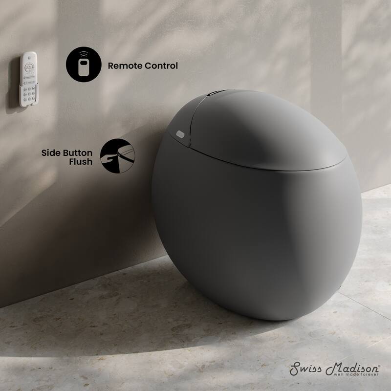 Plaisir Smart One-Piece 1.28 Gpf Single Flush Toilet In Matte Gray