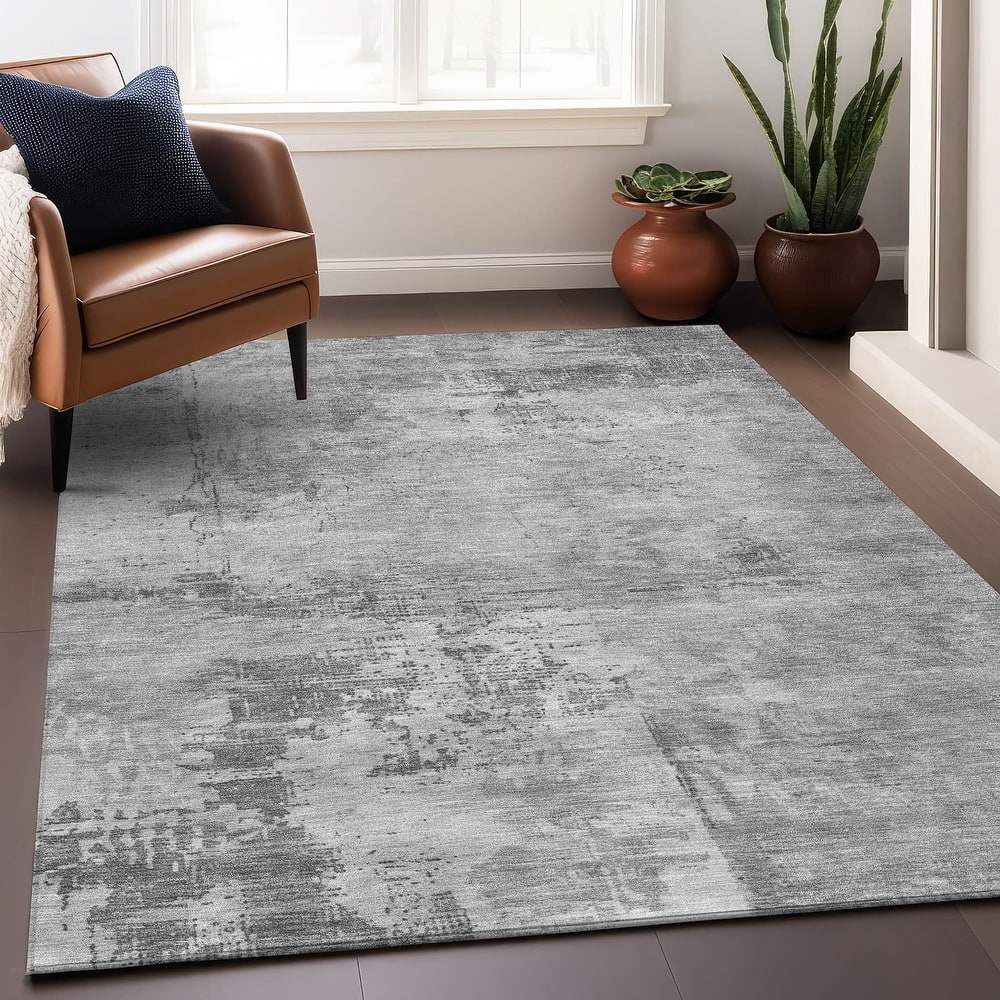 Machine Washable Indoor/ Outdoor Abstract Modern Chantille Rug