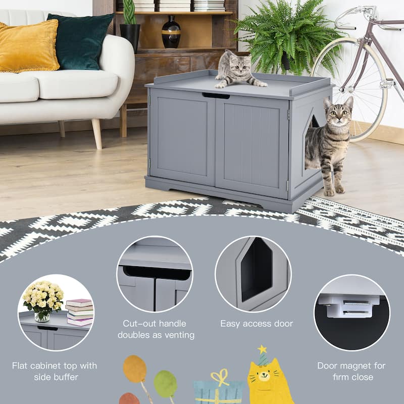 Cat Litter Box Cabinet Furniture Cat Washroom Storage Bench