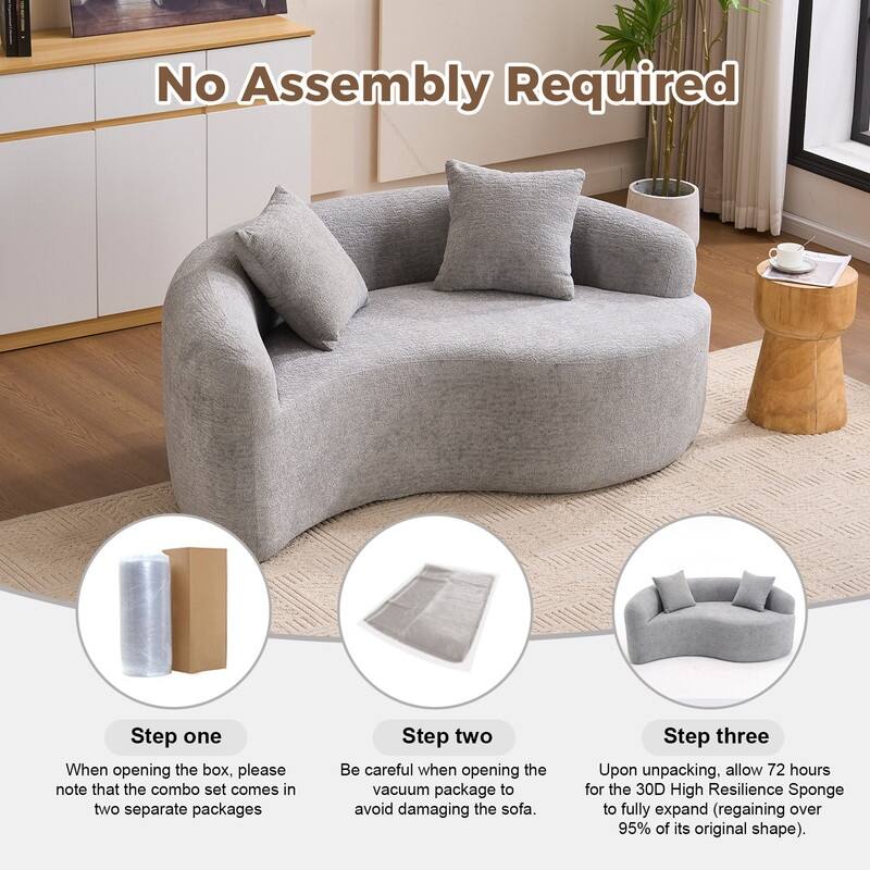 Single S-Curved Chenille Sofa Chair, No Assembly
