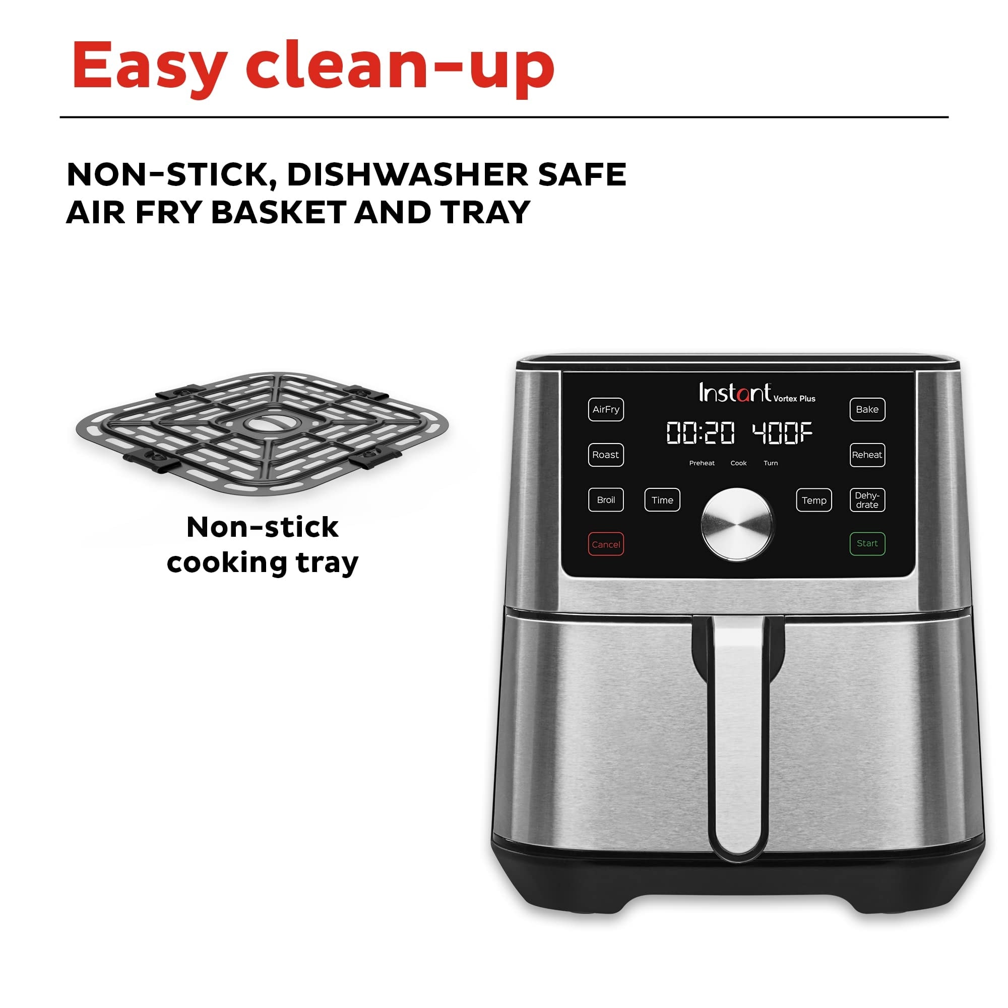 Air Fryer, Stainless Steel Air Fryer Combo with Roaster 6 Quart Non-Stick  Basket