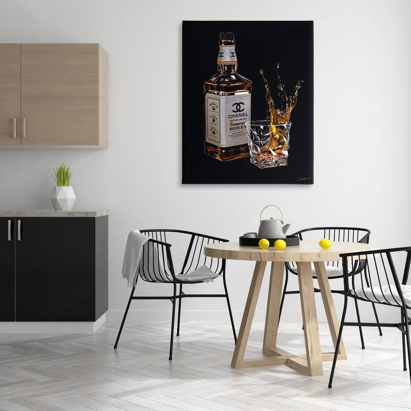 Stupell Splashing Liqueur Glam Whiskey Bottle Stretched Canvas Wall Art, Design by Ziwei Li
