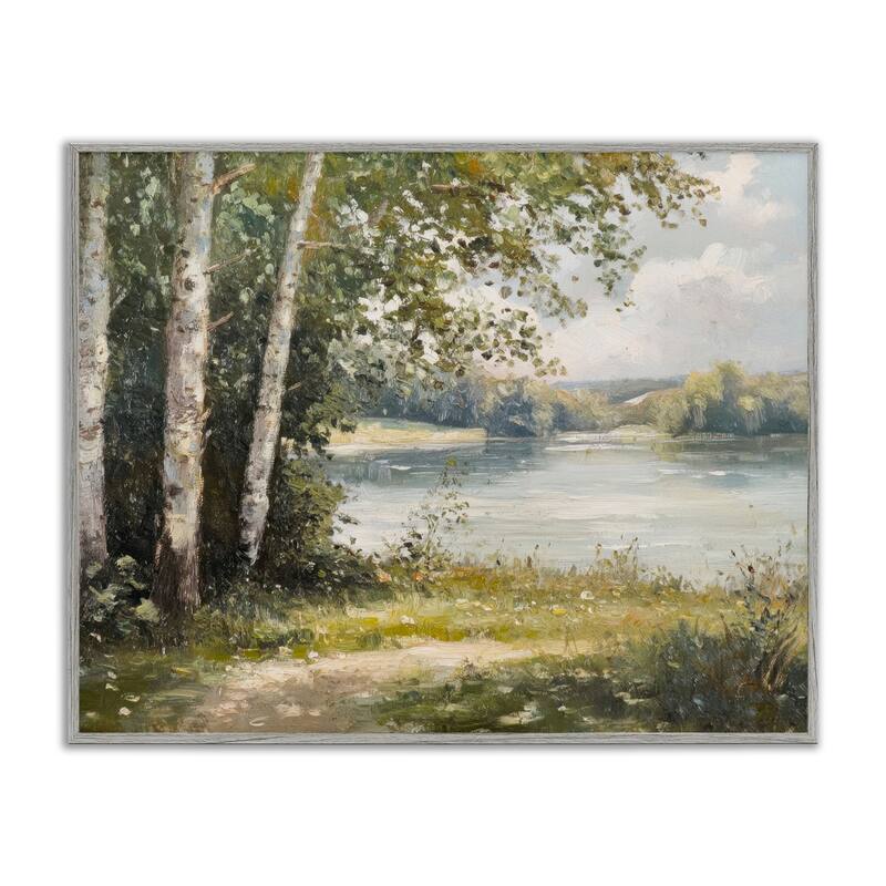 Stupell Place To Relax Lake View Framed Giclee Art Design By Petal Prints Design - 20 x 16 - Grey