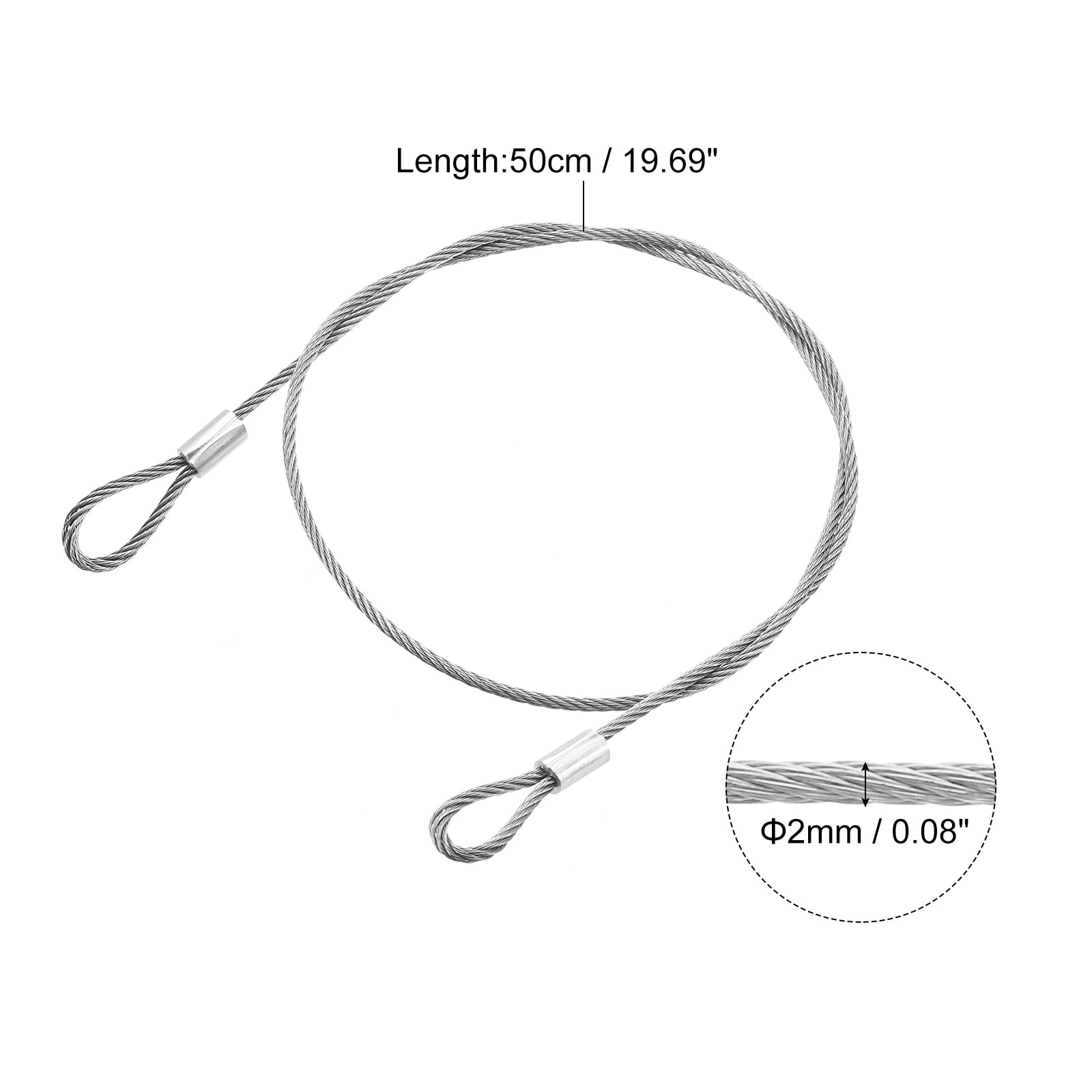 Lanyard Cable, Stainless Steel Wire Cable with Vinyl Coated Loops Security Steel Cable - Black