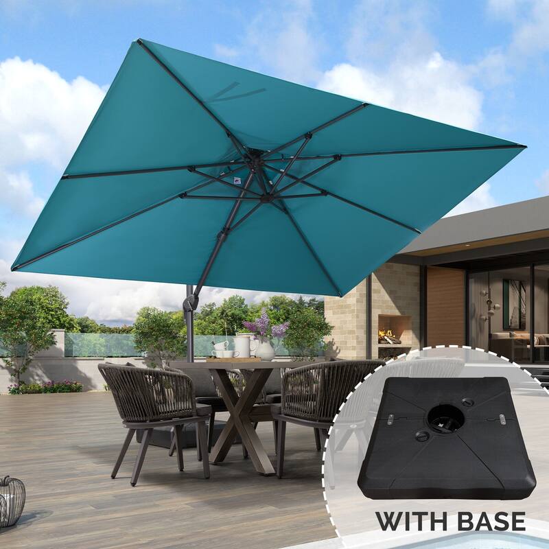 PURPLE LEAF 9 X 12 ft Square Cantilever Umbrellas with Tilt-and-Crank with Base