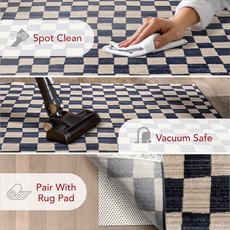 Nuloom Dominique Abstract Checkered Fringe Area Rug